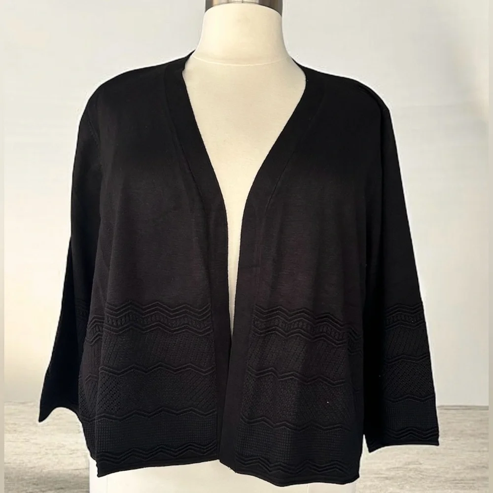 NWT!Avenue Black Open-Front Cardigan Size 26/28 or 4X